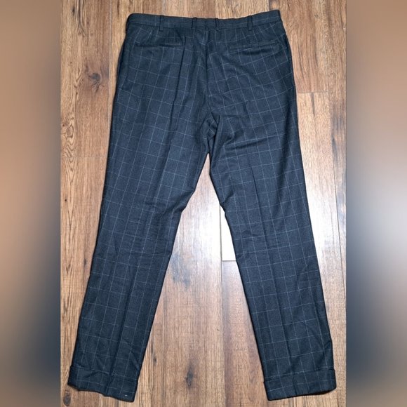 Prada Milano Men's Dress Pants Gray Check Button Fly Slim Fit Size 37x32 / 56 - Picture 7 of 16